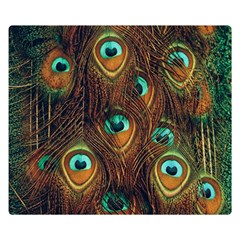 Peacock Feathers Two Sides Premium Plush Fleece Blanket (Small)