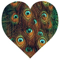 Peacock Feathers Wooden Puzzle Heart