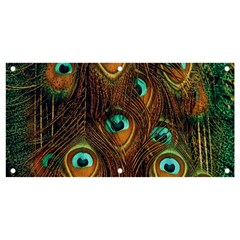 Peacock Feathers Banner And Sign 4  X 2  by Ravend