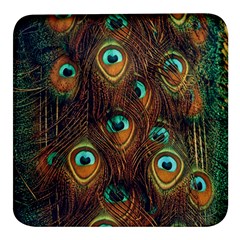 Peacock Feathers Square Glass Fridge Magnet (4 pack)