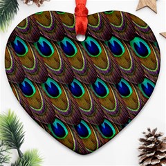 Peacock-feathers-bird-plumage Ornament (heart) by Ravend