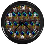 Peacock-feathers-bird-plumage Wall Clock (Black) Front