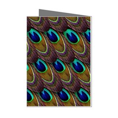 Peacock-feathers-bird-plumage Mini Greeting Cards (pkg Of 8) by Ravend