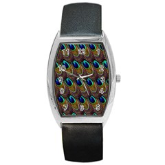 Peacock-feathers-bird-plumage Barrel Style Metal Watch by Ravend