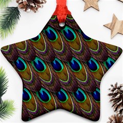 Peacock-feathers-bird-plumage Star Ornament (two Sides) by Ravend