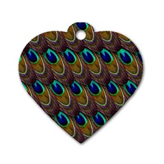 Peacock-feathers-bird-plumage Dog Tag Heart (one Side) by Ravend