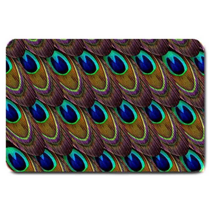 Peacock-feathers-bird-plumage Large Doormat