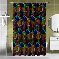 Peacock-feathers-bird-plumage Shower Curtain 48  X 72  (small)  by Ravend