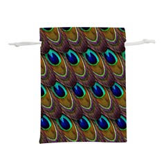 Peacock-feathers-bird-plumage Lightweight Drawstring Pouch (m) by Ravend