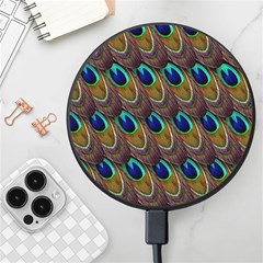 Peacock-feathers-bird-plumage Wireless Fast Charger(black) by Ravend