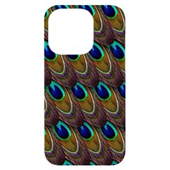 Peacock-feathers-bird-plumage Iphone 14 Pro Black Uv Print Case by Ravend