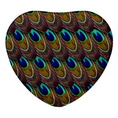 Peacock-feathers-bird-plumage Heart Glass Fridge Magnet (4 Pack) by Ravend