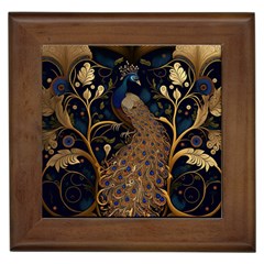 Peacock Plumage Bird Decorative Pattern Graceful Framed Tile by Ravend