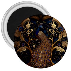 Peacock Plumage Bird Decorative Pattern Graceful 3  Magnets by Ravend