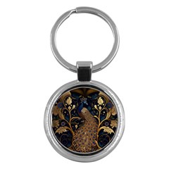 Peacock Plumage Bird Decorative Pattern Graceful Key Chain (round) by Ravend