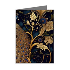 Peacock Plumage Bird Decorative Pattern Graceful Mini Greeting Card by Ravend