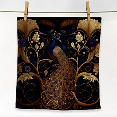 Peacock Plumage Bird Decorative Pattern Graceful Face Towel by Ravend