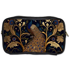 Peacock Plumage Bird Decorative Pattern Graceful Toiletries Bag (two Sides) by Ravend