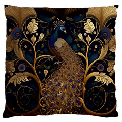 Peacock Plumage Bird Decorative Pattern Graceful Large Cushion Case (one Side) by Ravend