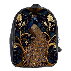 Peacock Plumage Bird Decorative Pattern Graceful School Bag (xl) by Ravend