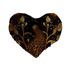 Peacock Plumage Bird Decorative Pattern Graceful Standard 16  Premium Heart Shape Cushions by Ravend