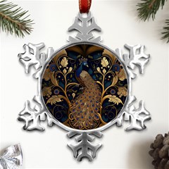 Peacock Plumage Bird Decorative Pattern Graceful Metal Small Snowflake Ornament by Ravend