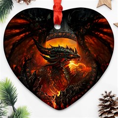 Dragon Art Fire Digital Fantasy Ornament (heart)