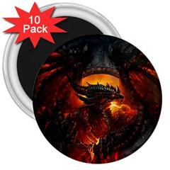 Dragon Art Fire Digital Fantasy 3  Magnets (10 Pack)  by Celenk