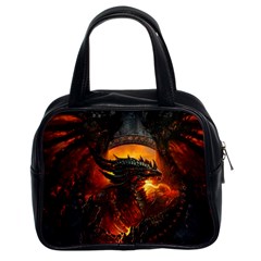 Dragon Art Fire Digital Fantasy Classic Handbag (two Sides) by Celenk