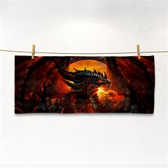 Dragon Art Fire Digital Fantasy Hand Towel by Celenk