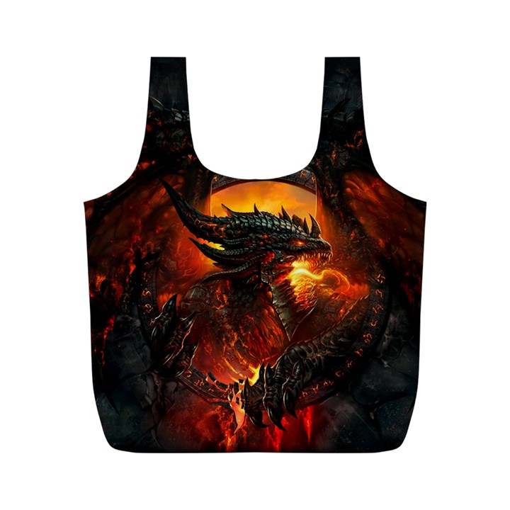 Dragon Art Fire Digital Fantasy Full Print Recycle Bag (M)