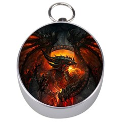 Dragon Art Fire Digital Fantasy Silver Compasses by Celenk