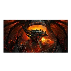 Dragon Art Fire Digital Fantasy Satin Shawl 45  X 80  by Celenk