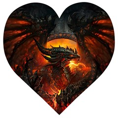 Dragon Art Fire Digital Fantasy Wooden Puzzle Heart by Celenk