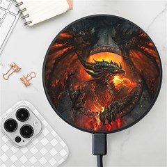 Dragon Art Fire Digital Fantasy Wireless Fast Charger(black) by Celenk