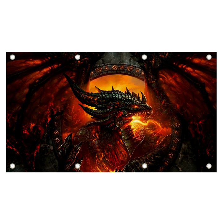 Dragon Art Fire Digital Fantasy Banner and Sign 7  x 4 