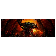 Dragon Art Fire Digital Fantasy Banner And Sign 9  X 3  by Celenk