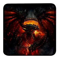 Dragon Art Fire Digital Fantasy Square Glass Fridge Magnet (4 Pack) by Celenk