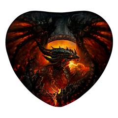 Dragon Art Fire Digital Fantasy Heart Glass Fridge Magnet (4 Pack) by Celenk