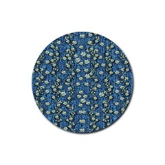 Lotus Bloom In The Calm Sea Of Beautiful Waterlilies Rubber Round Coaster (4 Pack) by pepitasart