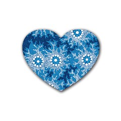 Waterhole Dreaming 90 Hogarth Arts Rubber Coaster (heart) by hogartharts