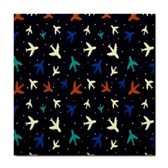 Blue Background Cute Airplanes Tile Coaster by ConteMonfrey