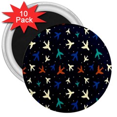 Blue Background Cute Airplanes 3  Magnets (10 Pack)  by ConteMonfrey