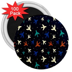 Blue Background Cute Airplanes 3  Magnets (100 Pack) by ConteMonfrey