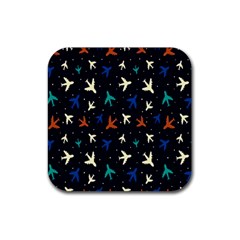 Blue Background Cute Airplanes Rubber Coaster (square) by ConteMonfrey