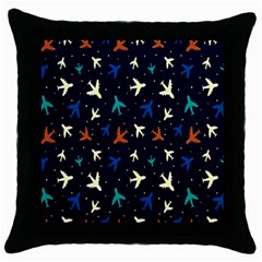 Blue Background Cute Airplanes Throw Pillow Case (black) by ConteMonfrey