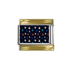 Blue Background Cute Airplanes Gold Trim Italian Charm (9mm) by ConteMonfrey