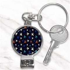 Blue Background Cute Airplanes Nail Clippers Key Chain by ConteMonfrey