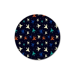 Blue Background Cute Airplanes Magnet 3  (round) by ConteMonfrey