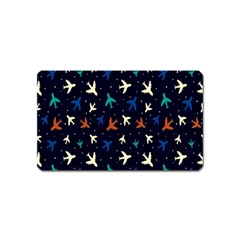 Blue Background Cute Airplanes Magnet (name Card) by ConteMonfrey